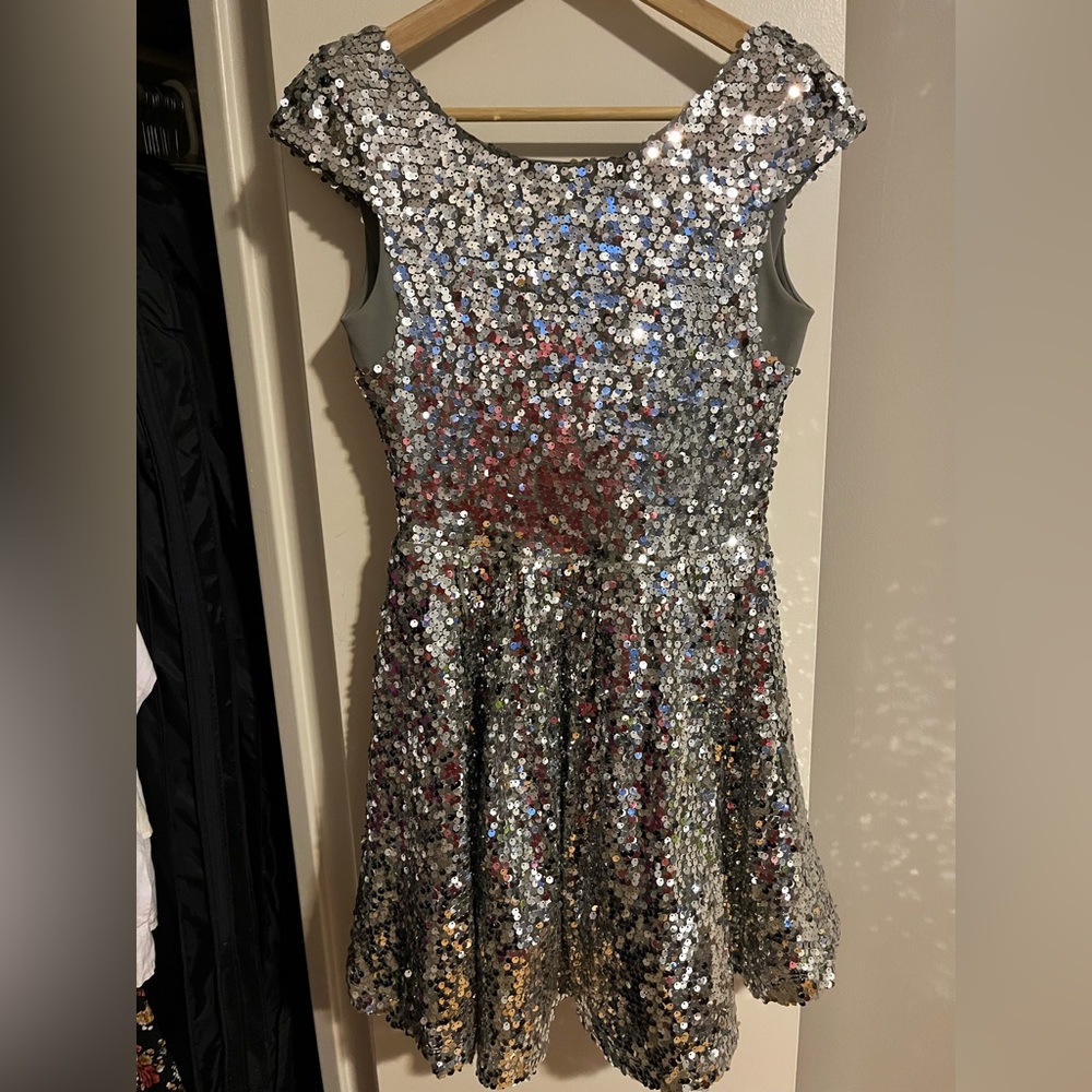 TOPSHOP Silver Sequined Party Dress